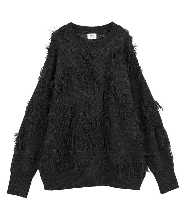 YECCA VECCA スター柄フリンジルーズニット Ivory