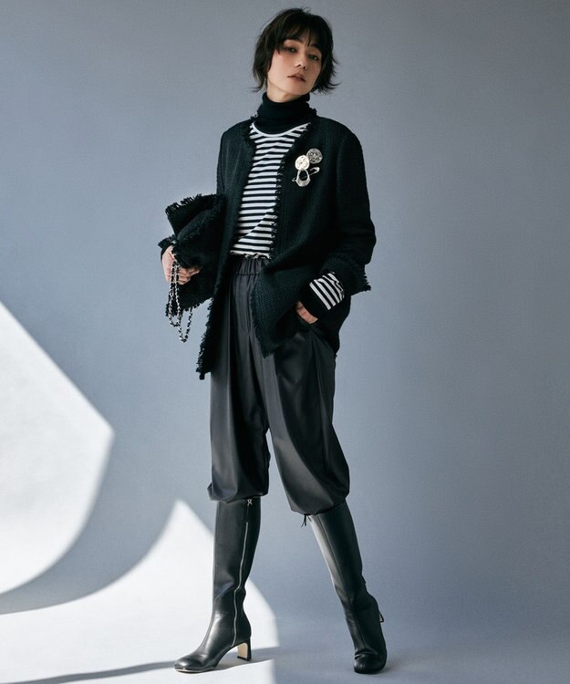 ICB フリンジツイードトート ブラック系