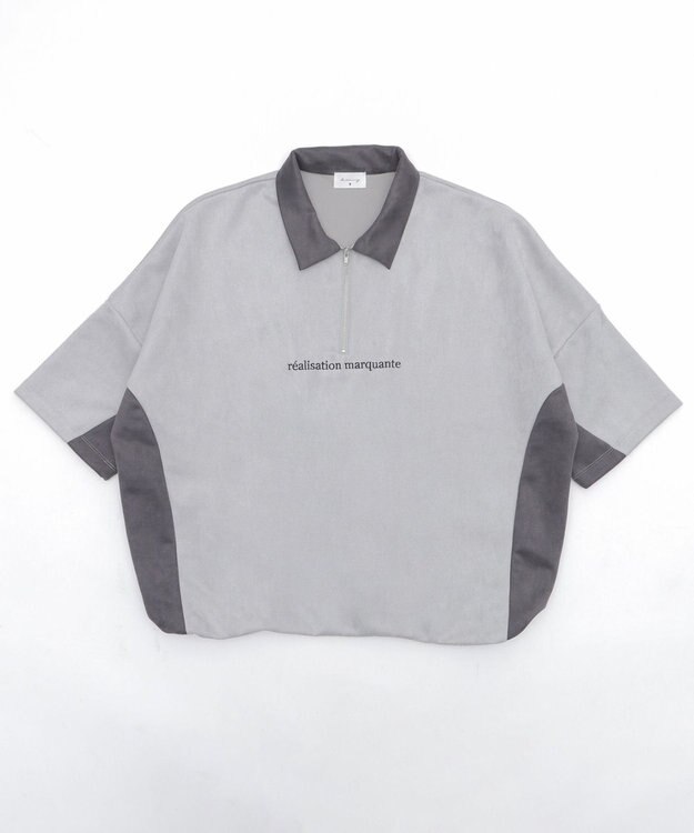 WEGO 【ユニセックス着用ITEM/MLサイズ展開】フェイクスウェードドルマンハーフZIPT（SS） ライトグレー