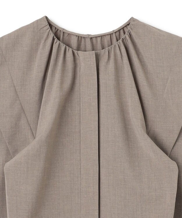 BEIGE， 【洗える/接触冷感/速乾/UVケア対応】BATEAU / フレンチスリーブAラインタックワンピース Taupe