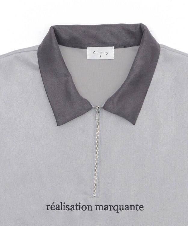 WEGO 【ユニセックス着用ITEM/MLサイズ展開】フェイクスウェードドルマンハーフZIPT（SS） ライトグレー