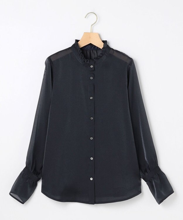 組曲 L 【WEB限定】シャイニーオーガンボウタイ付き ブラウス ネイビー系