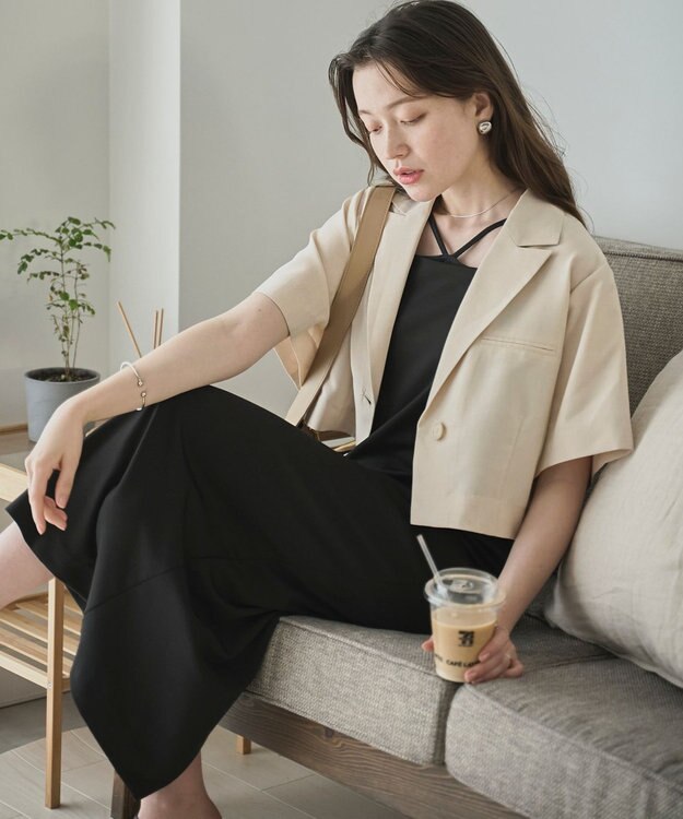 WEGO 【SETUP可】リネンライクショートシャツジャケット ナチュラル