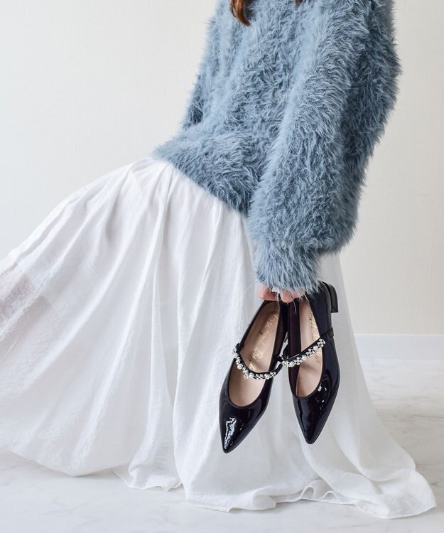 Bridget Birkin ＜抗菌消臭＞【Bridget Birkin】キラキラストラップポインテッドパンプス ブラックエナメル