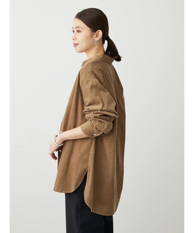 Green Parks 柔らかい細コールシャツ Beige