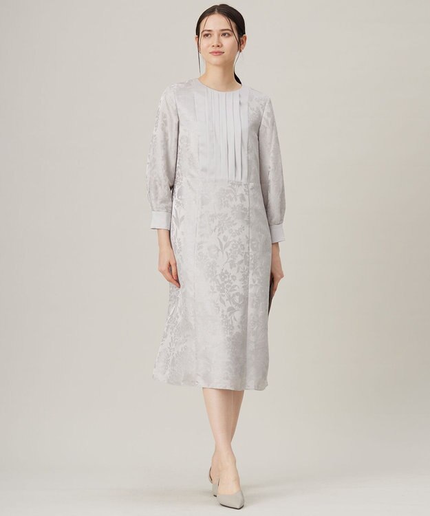 自由区 L 【洗える】オパールプリント ワンピース ライトグレー系