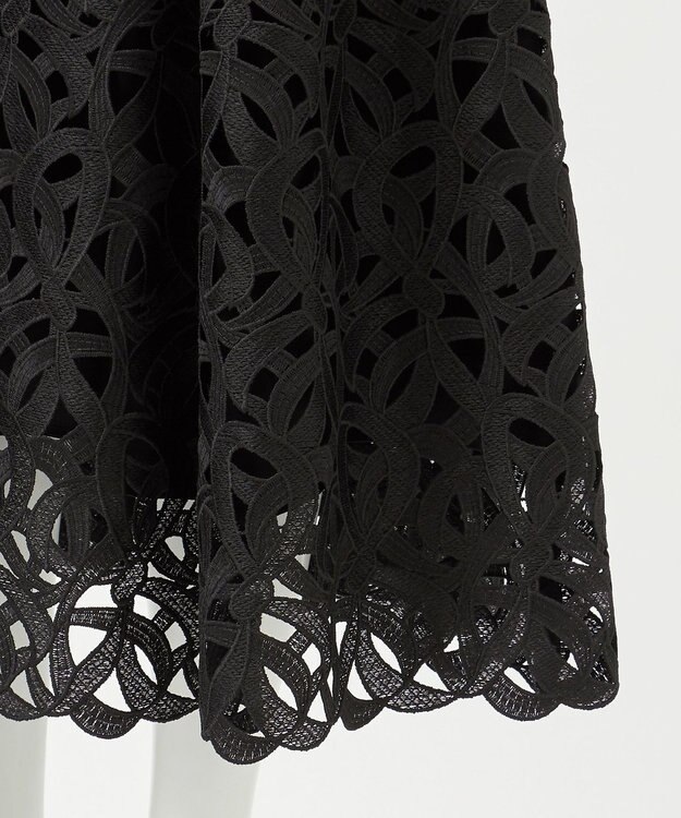 23区 L 【エステータ】ジオメトリックレース スカート ブラック系