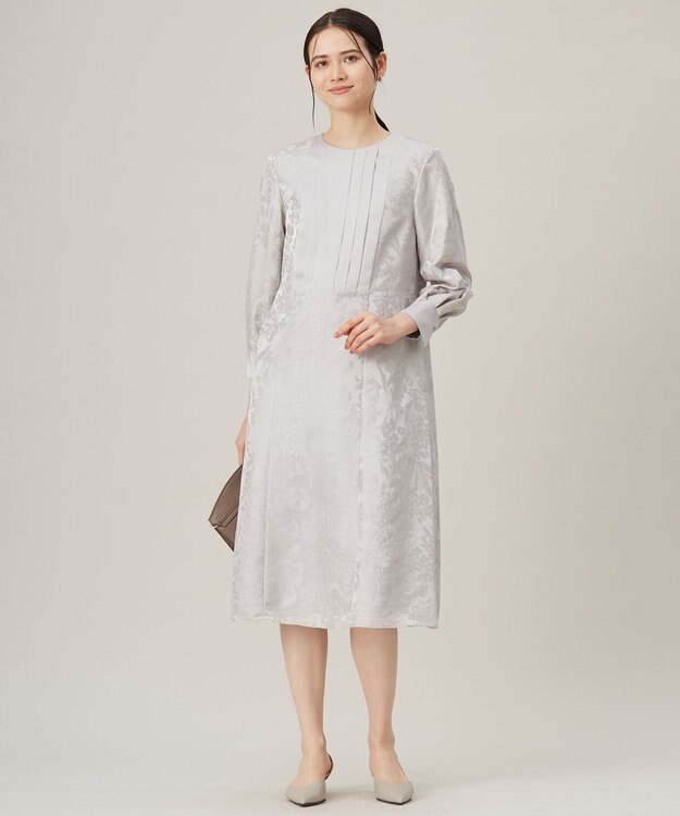 自由区 【洗える】オパールプリント ワンピース ライトグレー系