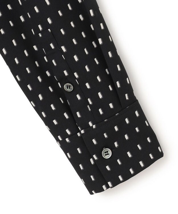 ICB L 【新色追加・WEB限定】BackSatinAmunzen キーネックブラウス ブラックドット系