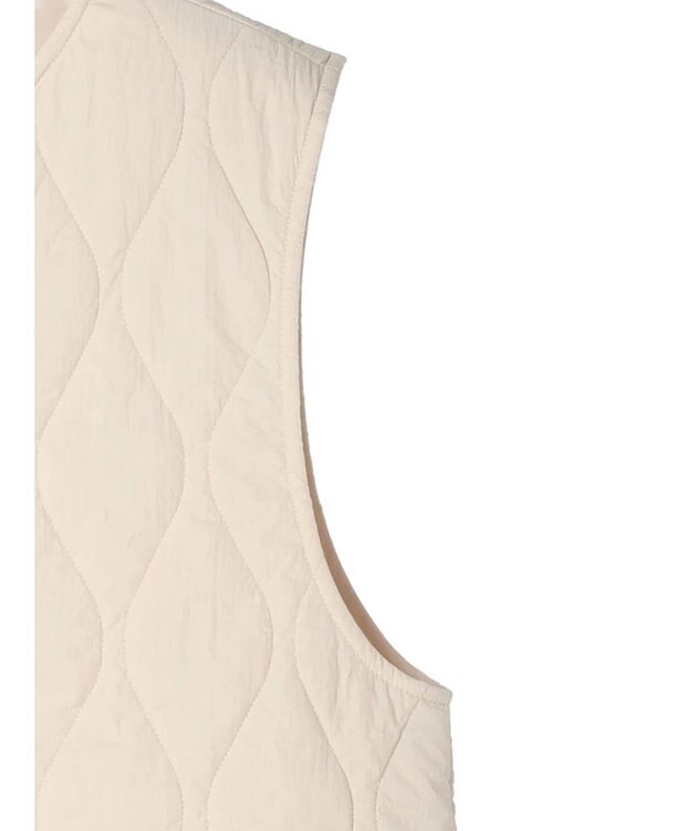 Green Parks ヒョウタンキルトミドル丈ベスト Ecru