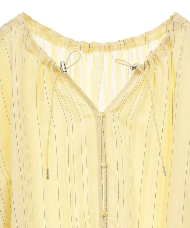 Green Parks ドロストネックシアーストライプチュニック Yellow