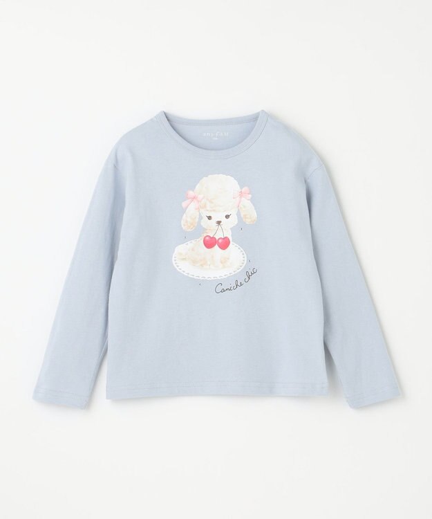 ANY KIDS アニマル×フルーツ 長袖 Tシャツ サックスブルー×プードル