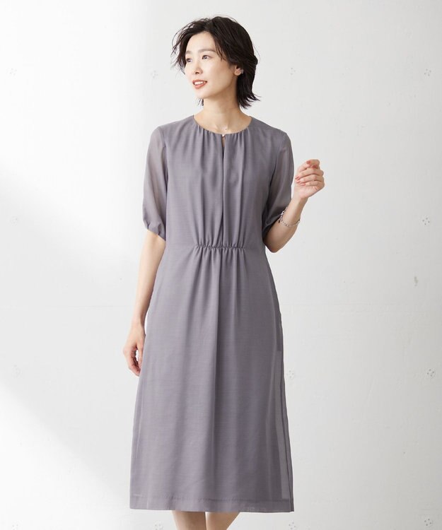 J.PRESS LADIES L 【WEB限定カラーあり・洗える】 ブライトスパンボイル ワンピース ライトグレー系