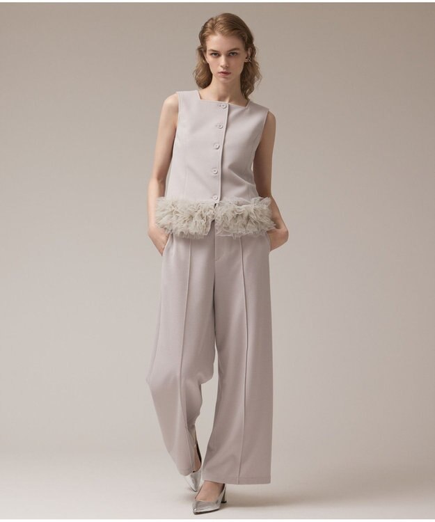 GRACE CONTINENTAL チュールヘムカットトップ グレー