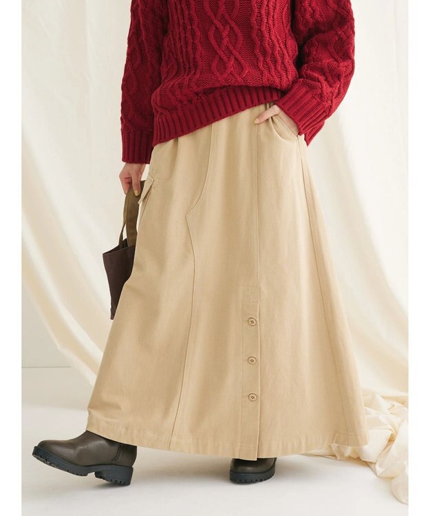 CRAFT STANDARD BOUTIQUE 綿ピーチカーゴスカート Beige