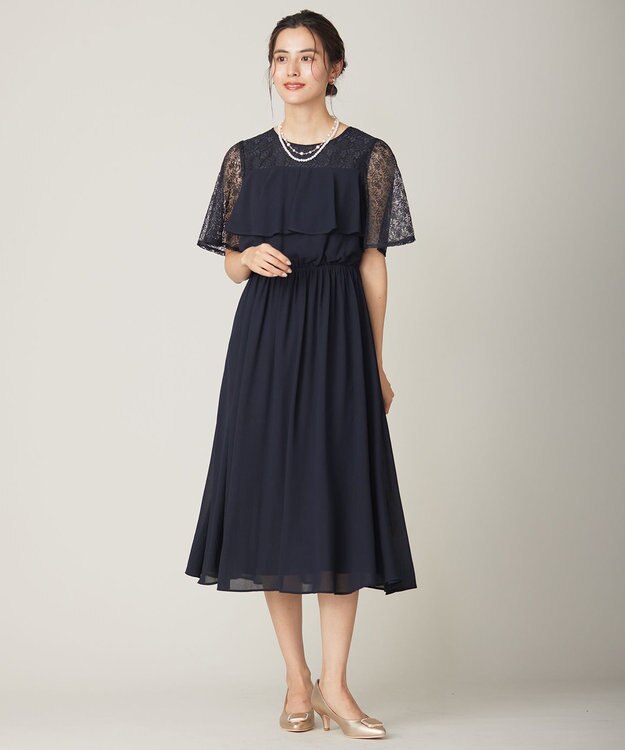 ANY SIS 【Lily Calin】ラッフルディテール ドレス ネイビー