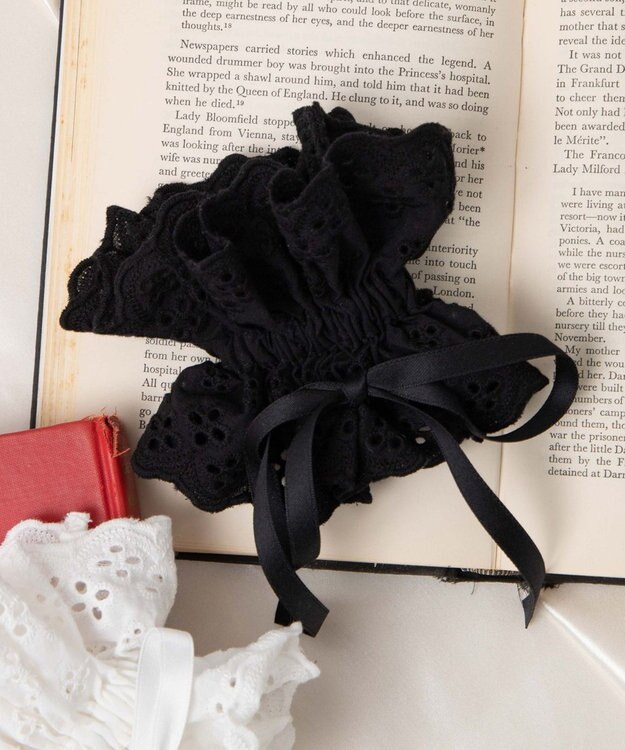 WEGO Lリボン付きレースシュシュ ブラック