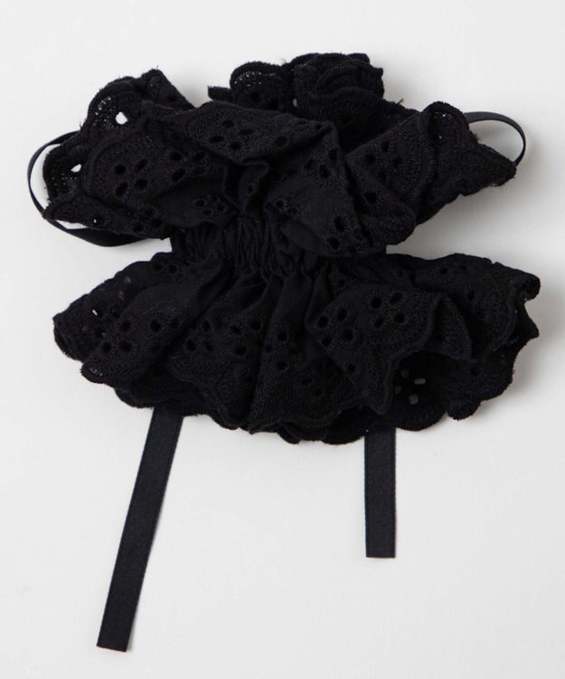 WEGO Lリボン付きレースシュシュ ブラック