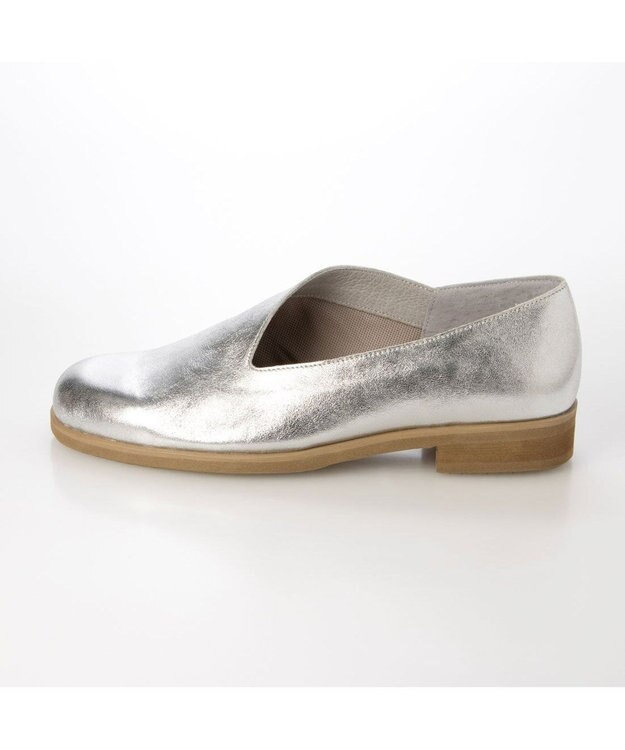 MODE ET JACOMO <D'ICI>カットラインミドルヒールシューズ シルバー