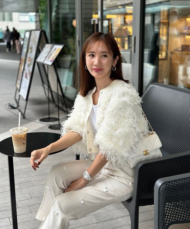 #Newans リボンヤーンニットカーディガン ホワイト