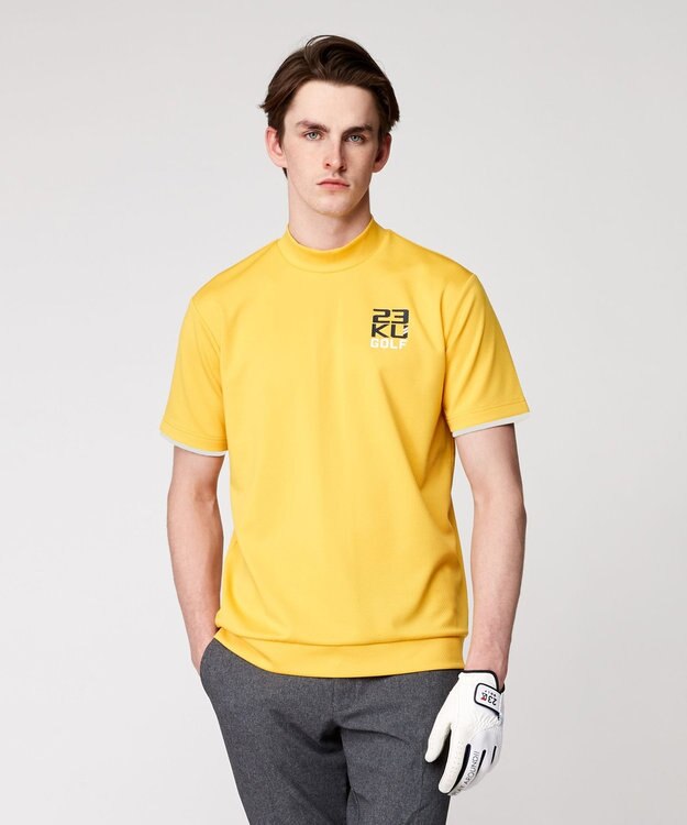 23区GOLF 【MEN】【吸水速乾・UVケア】ベア天竺 モックネックシャツ 適度な厚さで1枚で決まる イエロー系