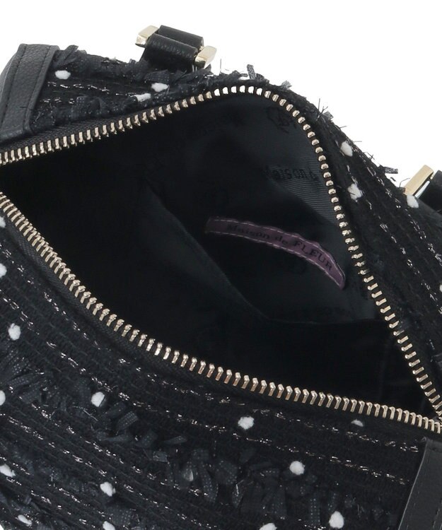 Maison de FLEUR LINTONツイード2Wayミニボストンバッグ Black