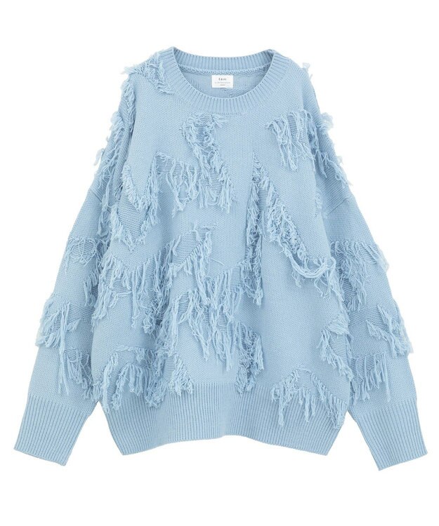 YECCA VECCA スター柄フリンジルーズニット Ivory