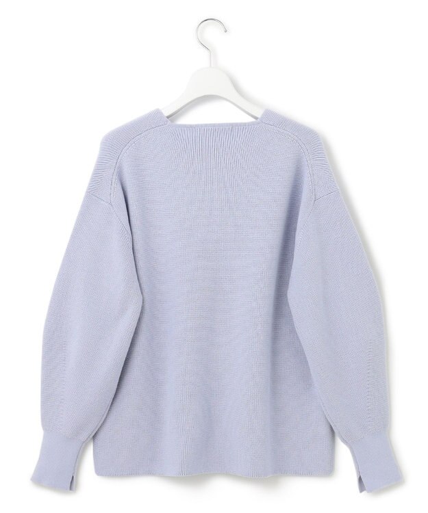 23区 L 【洗える】コンパクトコットンポリエステル Vネック ニット ライラック系