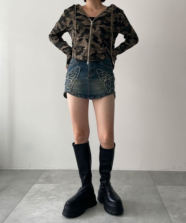 WEGO カーブヘムダブルZIPパーカー 柄1