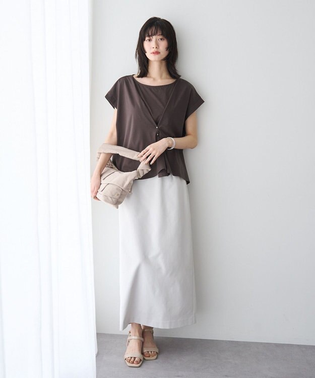 YECCA VECCA ピン付きドレープカットソー Charcoal Gray