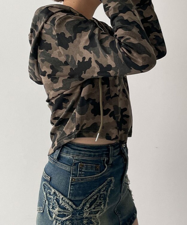 WEGO カーブヘムダブルZIPパーカー 柄1