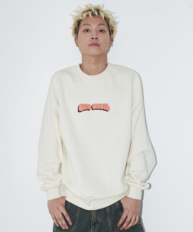 WEGO 【ユニセックス着用ITEM/MLサイズ展開/裏起毛】別注BENDAVISプランプロゴプルオーバー オフホワイト