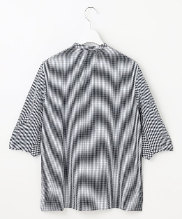 J.PRESS LADIES 【洗える】バイカラーギンガム&ストライプ ブラウス ネイビー系3