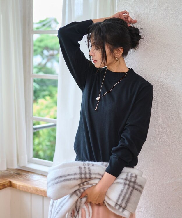 WEGO 【WEB限定/25年秋冬新作/洗濯OK/毛玉レス】ハイネックプルオーバー ブラック