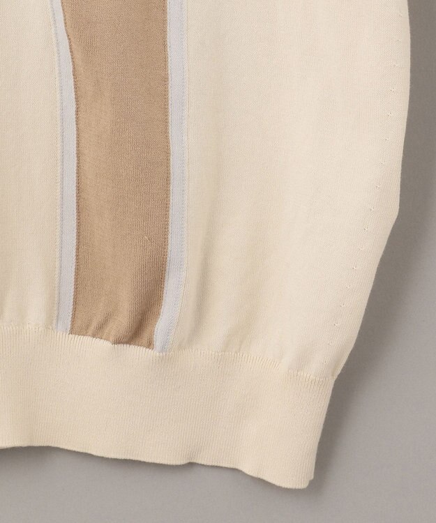 GOTAIRIKU ニットポロ_ストライプ ベージュ系1