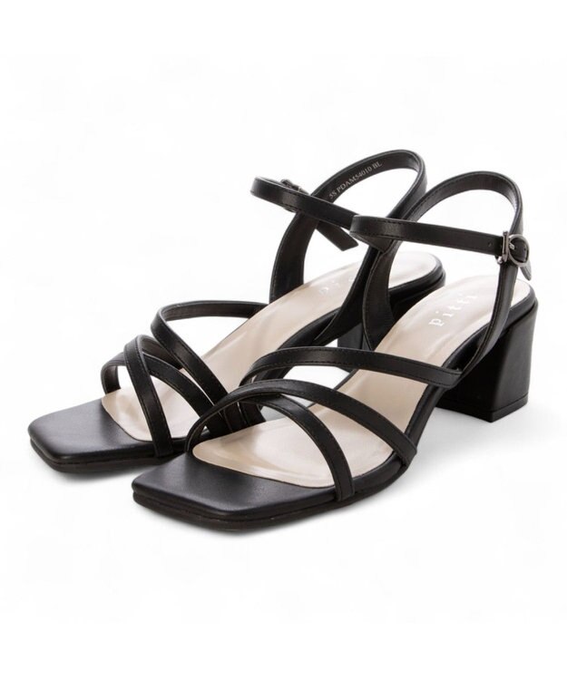 ing <Pitti>【WEB限定】アシンメトリークロスサンダル ブラック