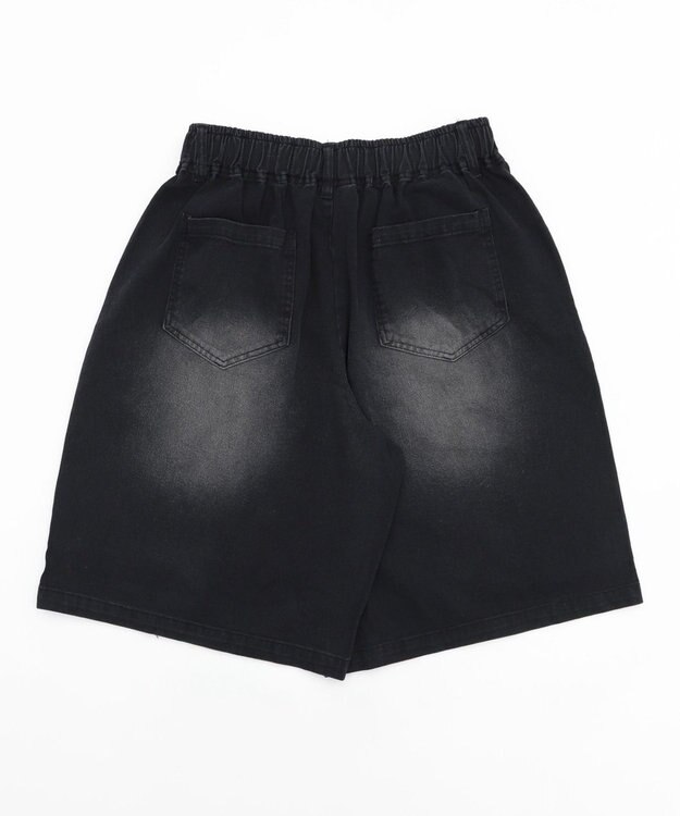 WEGO ツイルブラスト加工ワイドショートパンツ ブラック