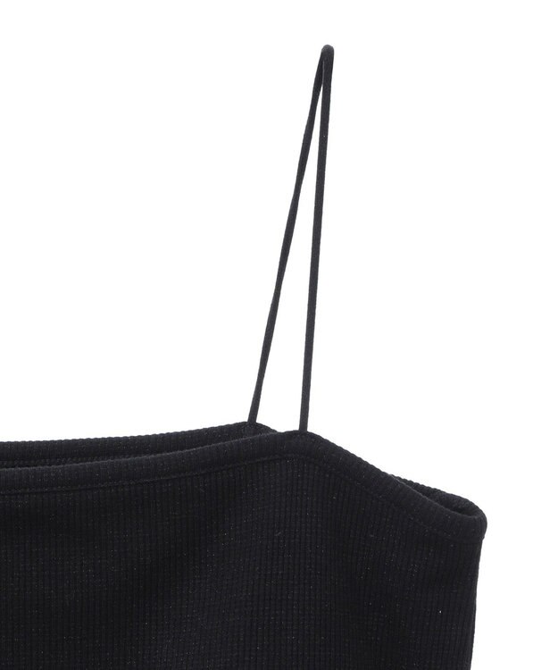 Green Parks カップ付ラメリブベアトップ Black