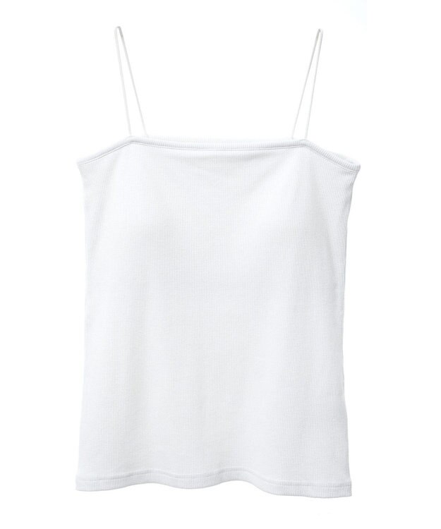 Green Parks カップ付ラメリブベアトップ Off White