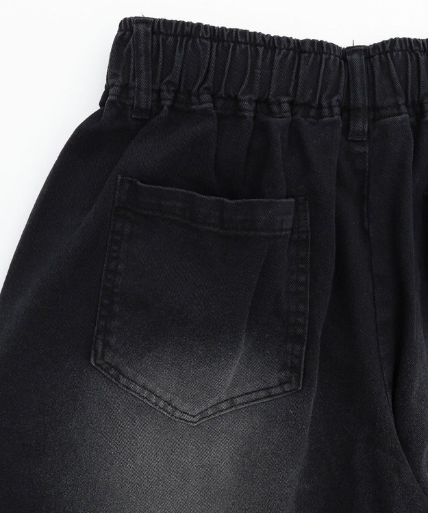 WEGO ツイルブラスト加工ワイドショートパンツ ブラック