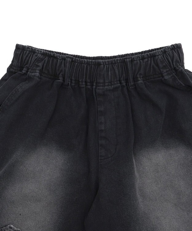 WEGO ツイルブラスト加工ワイドショートパンツ ブラック