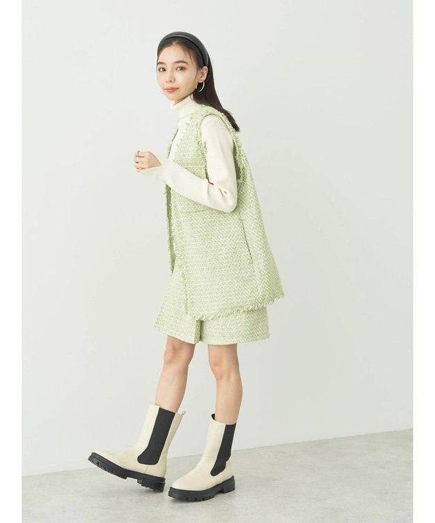earth music&ecology ツイードジレ Lime Green