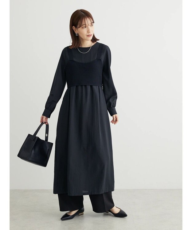 Green Parks Ｂ．ＳＥＴ２点ニットジレ＋ワンピース Black