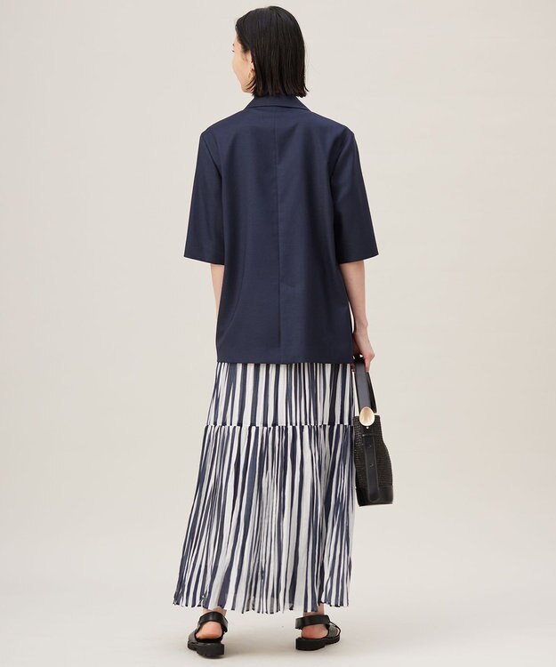 自由区 【洗える】ハーフスリーブ ジャケット ネイビー