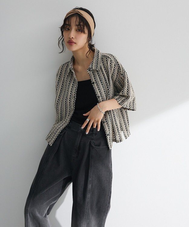 Green Parks カップ付ラメリブベアトップ Black