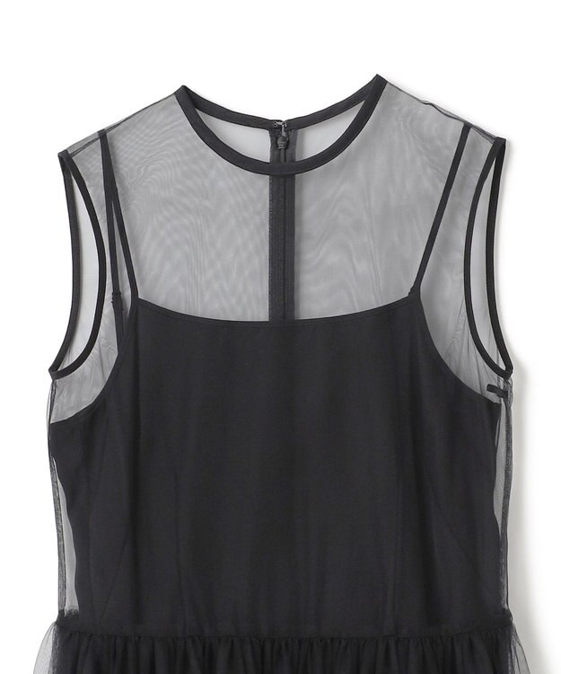 BEIGE， 【洗える・GISELe 4月号掲載】KALMIA / ノースリーブチュールドレス Black