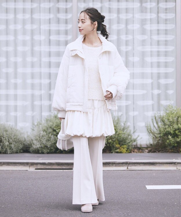 earth music&ecology ポンポンヤーンラメニットプルオーバー Ivory