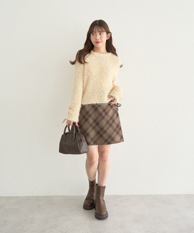 earth music&ecology ポンポンヤーンラメニットプルオーバー Beige
