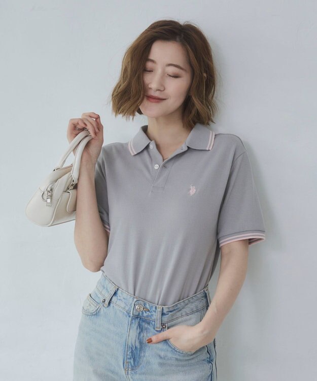 WEGO 【26年春夏新カラー登場/ユニセックス着用ITEM/SMLサイズ展開】U.S. POLO ASSN.別注ラインポロシャツ グレー