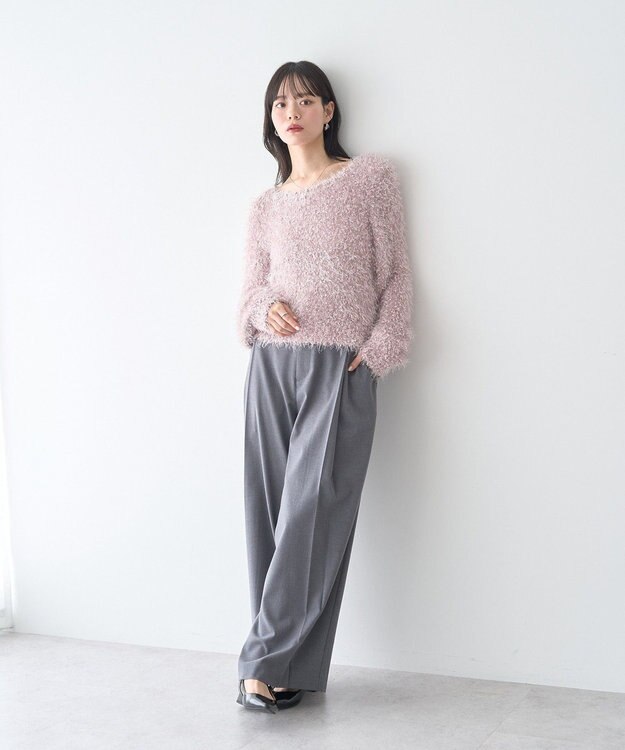 earth music&ecology ポンポンヤーンラメニットプルオーバー Pink